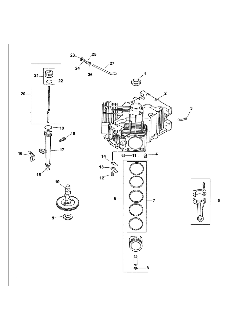 Cv25-69558 Crankcase Diagram and Parts List for M60-KH 53AB5BAX150-25-HP Cub Cadet Lawn Tractor